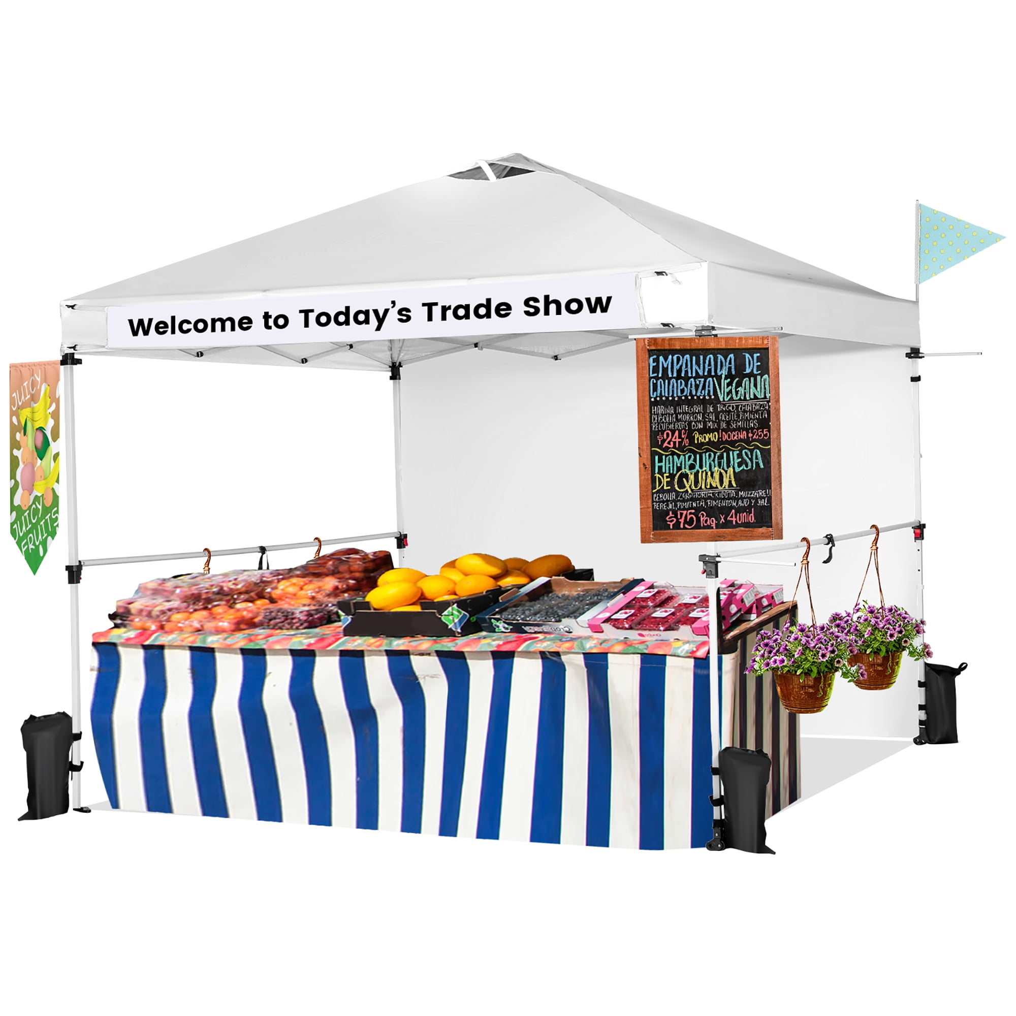 Costway 10 x10 Commercial Pop up Canopy Tent Sidewall Folding Market Patio White Walmart