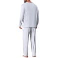 thumbnail image 3 of INSPIRAR CHIC Conjunto de Pijamas Casuales de 2 Piezas de Manga Larga en Color Sólido Cuello Redondo para Hombre M Gris Blanco, 3 of 5