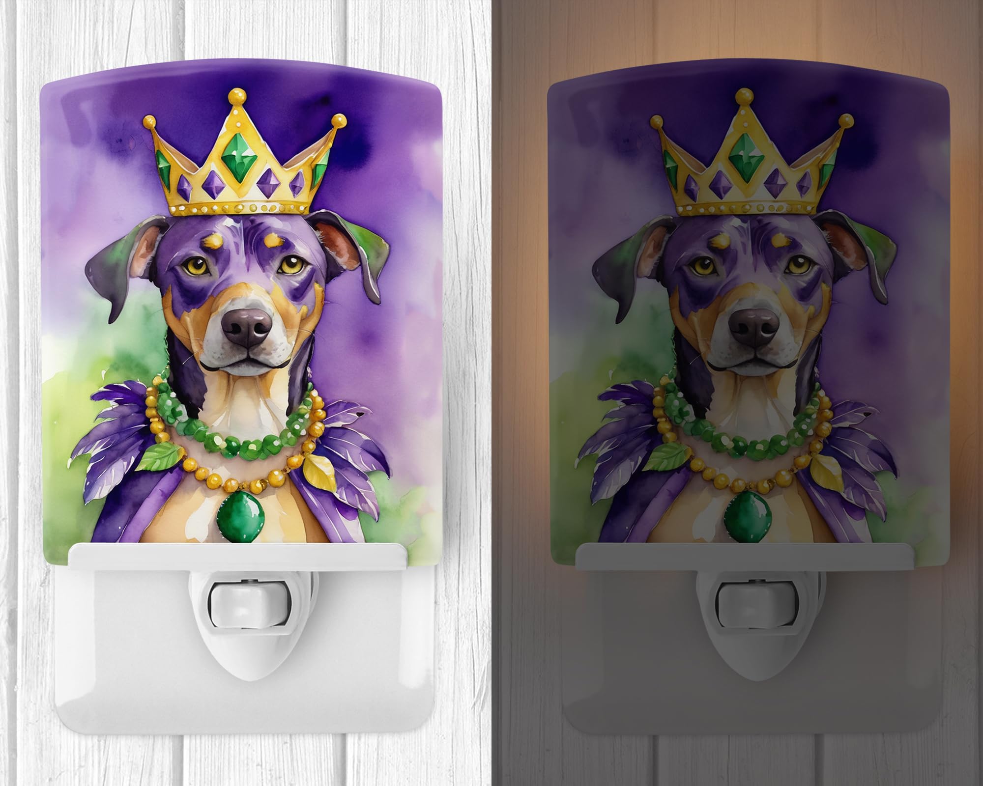 Catahoula King of Mardi Gras Ceramic Night Light 4 in x 6 in