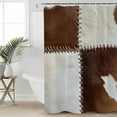 thumbnail image 5 of Collage Cowhide Shower Curtain, 48" x 72", Abstract Brown Seam Cow Leather Waterproof Bathroom Curtain Washable Shower Curtain Set with 12 Hooks, 5 of 6