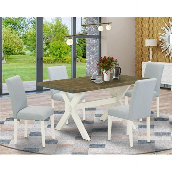 5 Piece X-Style Kitchen Table Set - Linen White
