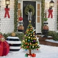 thumbnail image 6 of 11. Inch Lighted Christmas Tree Yard Signs with Stakes Light Up Pathway Xmas Tree Garden Stake with Baubles Gift Box and Star Topper Rustic Lawn Signs for Holiday Garden Lawn Patio Decor, 6 of 7