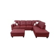 thumbnail image 3 of Golden Furniture 3PCS L Shape Faux Leather Sectional Sofa Set, Living Room Sofa Set with Storage Ottoman and Matching Pillows, 3 of 8