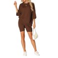 thumbnail image 2 of INSPIRE CHIC Women's Oversized Lounge Set Workout Sweatsuits T-Shirt with Biker Shorts Outfits Sets 3XL Brown, 2 of 6
