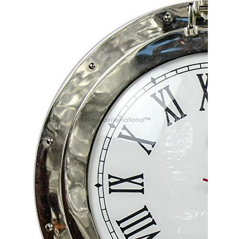 Nagina International Large Nautical Authentic Brass Porthole Clock