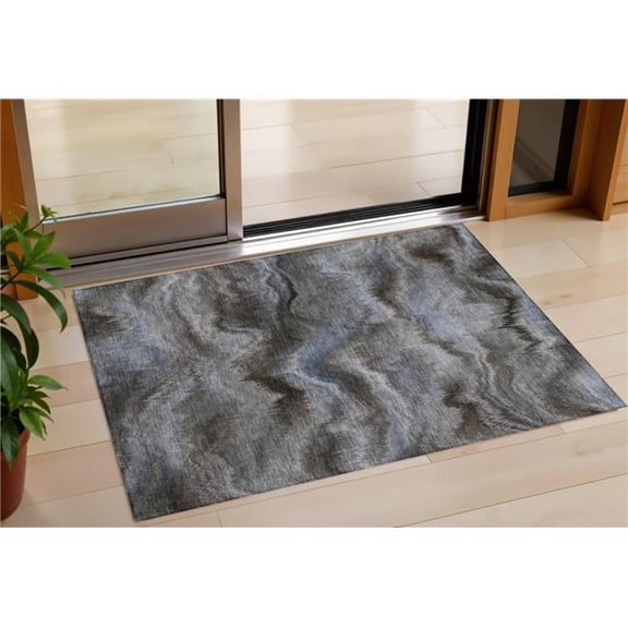 HomeRoots 631323 3 x 5 ft. Taupe & Ivory Abstract Washable Indoor & Outdoor Rectangle Area Rug