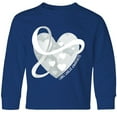 thumbnail image 3 of Inktastic Lung Cancer Awareness White Ribbon Around Heart Long Sleeve Youth T-Shirt, 3 of 5
