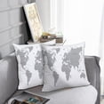 thumbnail image 6 of LALILO Throw Pillow Covers Earth World Map White Gray Black Flat Cushion Cover 18" x 18", 2 Pack, 6 of 6