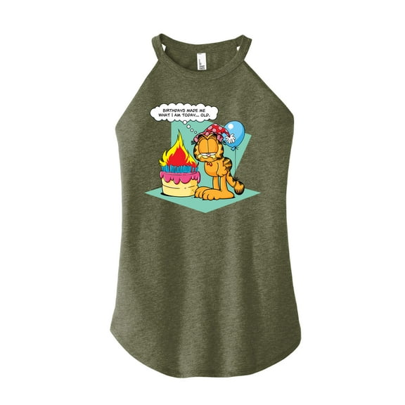Garfield - Birthday's Make Me Old - Juniors High Neck Tank Top
