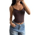 thumbnail image 3 of Women Y2K Sweetheart Neck Sleeveless Crop Tank Tops Backless Pleated Bustier Camis Going Out Top Brown S, 3 of 7