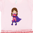 thumbnail image 3 of Inktastic Superhero Girl, Brown Hair, Cute Girl, Purple Cape Gift Toddler Girl Dress, 3 of 4