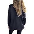 thumbnail image 6 of Hueook Sweaters for Women Trendy Striped Sweater Women Women's Casual with Solid Color Hollow Out Round Neck Knitted Sweater Black XL, 6 of 8