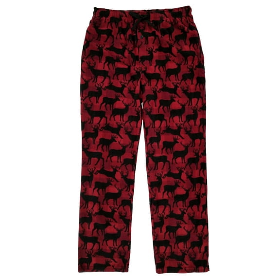 Mens Red Plaid Reindeer Microfleece Sleep Pants Lounge Pants Pajama Bottoms M