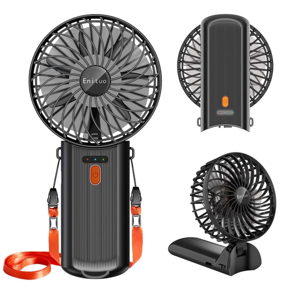 Ventilador de Mano Portátil Enituo Mini 18x8x3cm 4 Velocidades Negro