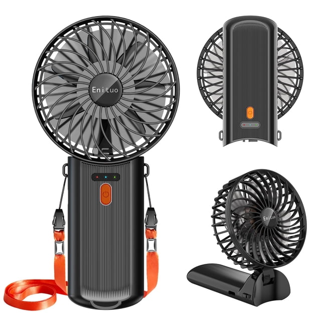 Ventilador de Mano Portátil Enituo Mini 18x8x3cm 4 Velocidades Negro