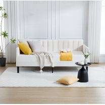 Elena Twin Size Beige Velvet Daybed | Rich Foam Comfort, Squeak-Free