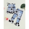 thumbnail image 2 of Biekopu Toddler Girls 2PCS Pants Sets Sleeveless Cami Tops Plaid Pants Sets Summer Clothes, 2 of 9