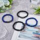 thumbnail image 5 of Pulsera de 4 cuentas de piedra, ónix negro mate, lapislázuli natural, elástica, ojo de tigre, 5 of 7