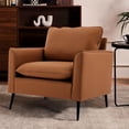 thumbnail image 3 of Jopath 2Pcs Leather Upholstered Accent Chair, Retro Light Luxury Single Casual Sofa Chair for Living Room Bedroom Office and Reading Room Brown, 3 of 9