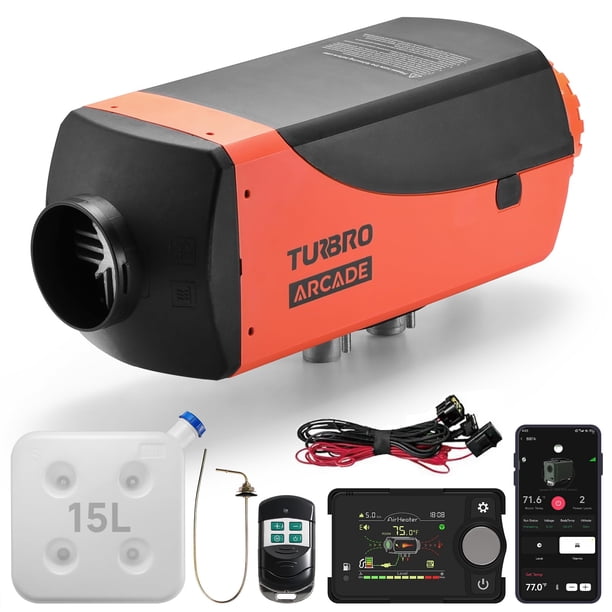Calefactor diésel TURBRO 8 kW 12/24 V con tanque de 15 L y Bluetooth