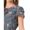 thumbnail image 5 of INSPIRE CHIC Women's Ruffle Sleeve Self-Tie V Neck Above Knee Ruffled A-Line Floral Chiffon Dress M Dusty Blue, 5 of 6