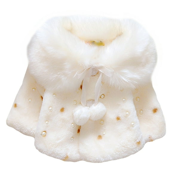 ITSELFER Fashion Autumn Winter Furry Collar Cotton Coat Baby Girl Warm Outwear Cape Coat