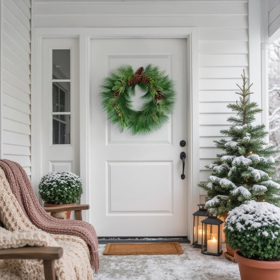 Northlight Long Needle Pine Berries and Pinecone Artificial Christmas Wreath - 26" - Unlit