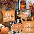 thumbnail image 3 of Fall Decor Pillow Covers 20x20 Inch Set of 4 Orange Pumpkin Maple Leaf Throw Pillow Case Outdoor Buffalo Plaid Stripes Autumn Thanksgiving Farmhouse Decoration for Home Couch, 3 of 4