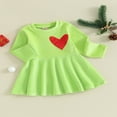thumbnail image 3 of Filles Tout-Petits Robe de Noël Robe de Broderie Coeur à Manches Longues, 3 of 8
