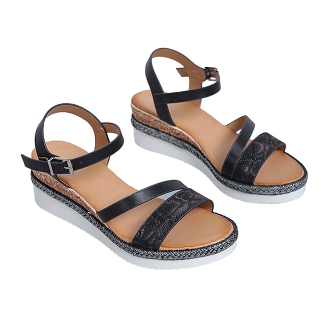 Amzcrzy Zapatos de mujer,Zapatos de mujer,Zapatillas de mujer, Sandalias de tacón negro con plataforma y cuña para mujer, zapatos casuales que combinan con todo, para verano. Sandalias Mujer Zapatill