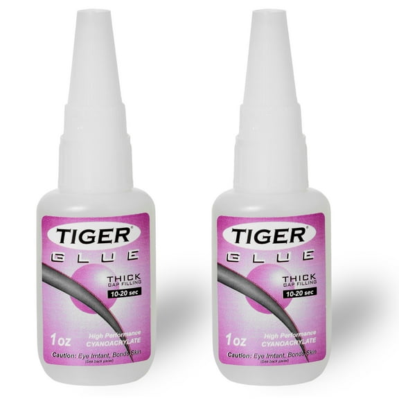 TIGER Glue for Billiard Pool Cue Tips 1 oz Thick Gap Filling 10-20 sec, 2-Pack