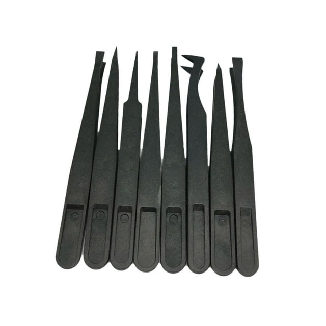 8 Piezas Pinzas Antiestáticas Juego Precisión Herramientas Electrónica Portátiles Resistente Material Carbono Adecuado para Aficionados Laboratorio Reparación Electrónica Bricolaje