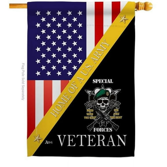 Americana Home & Garden H140893-BO 28 x 40 in. Home of Arny Special Forces House Flag with Armed Army Double-Sided Decorative Vertical Decoration Banner Garden Yard Gift