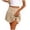 *Khaki, variant on Women's Elastic Waist Pleated Ruffle Hem Mini Skirt with Built in Shorts,Solid Color Casual Skort Black,Women's Plus L