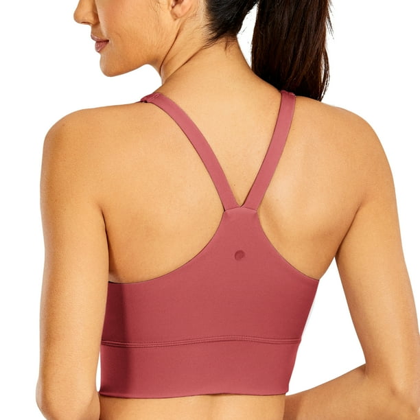 CRZ YOGA - CRZ YOGA Women's Strappy Longline Sports Bra Padded Wireless Y-Back Racerback Yoga