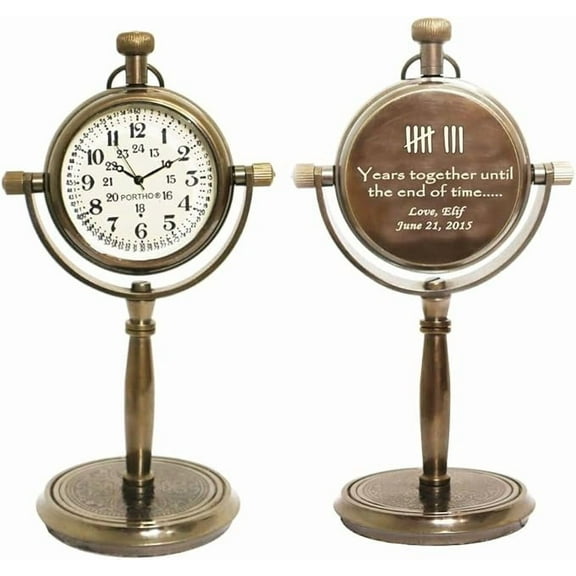 Personalized Anniversary Desk Clock Gift Customizable Bronze Luxury Office Décor Traditional Engraved Gift for Men & Women