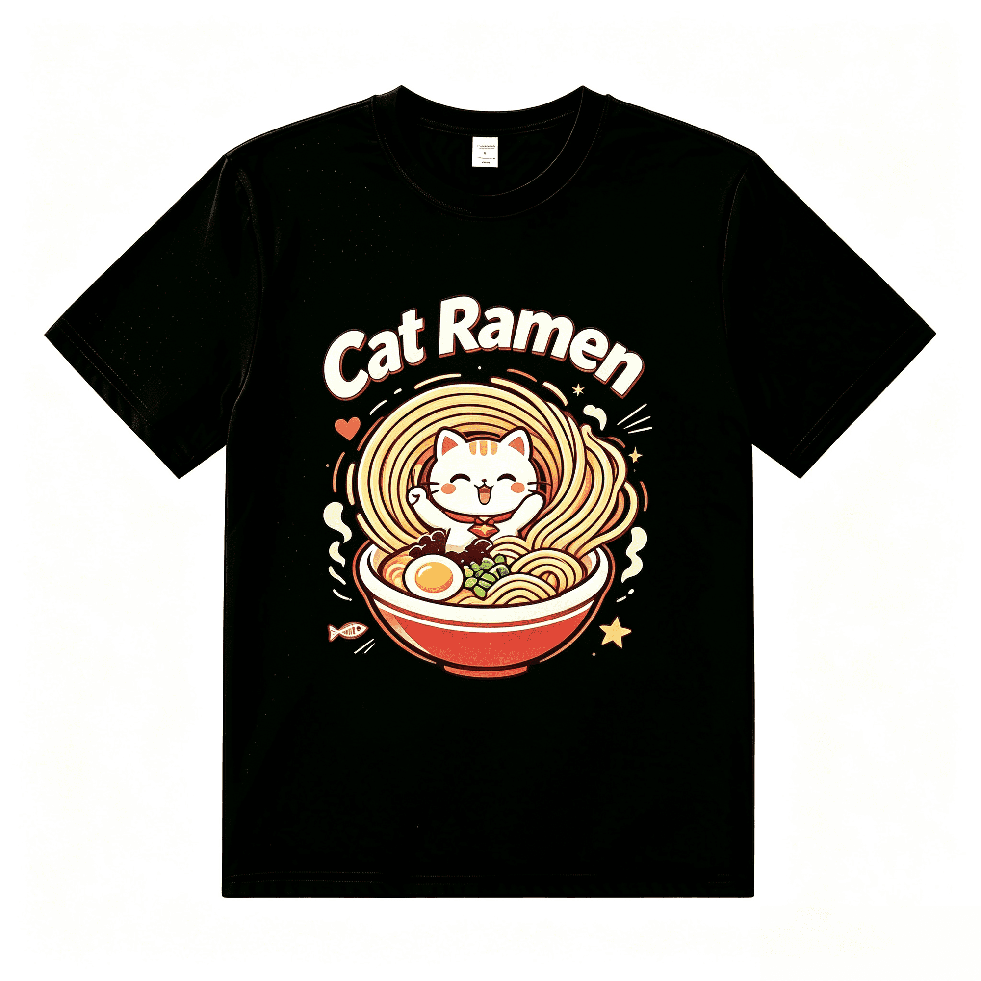 Cat Ramen Japanese Funny Graphic Tees Kawaii Cat Anime Gifts T-Shirt