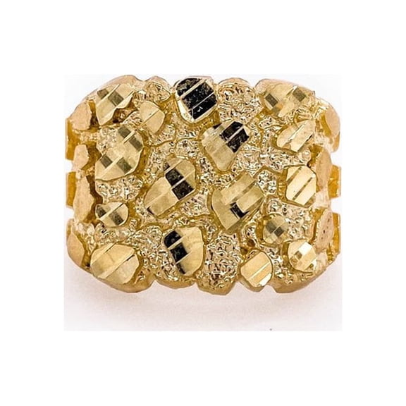 10k Yellow Gold Rectangle Nugget X-Large Pinky Ring Size 10
