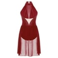 thumbnail image 4 of Nyeemya Women's Lyrical Dance Costume Ruched Drape Modern Contemporary Dance Dress Ballet Leotard Burgundy XL, 4 of 7