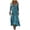1Sky Blue, variant on Women'S Linen Muslin Dress, Flowers, Maxi Dress, V-Neck, 3/4 Sleeves, Summer, Boho, Vintage Tunic, Beach Dress, Airy, A-Line, Soft Casual Dress, Colourful Festive Pockets