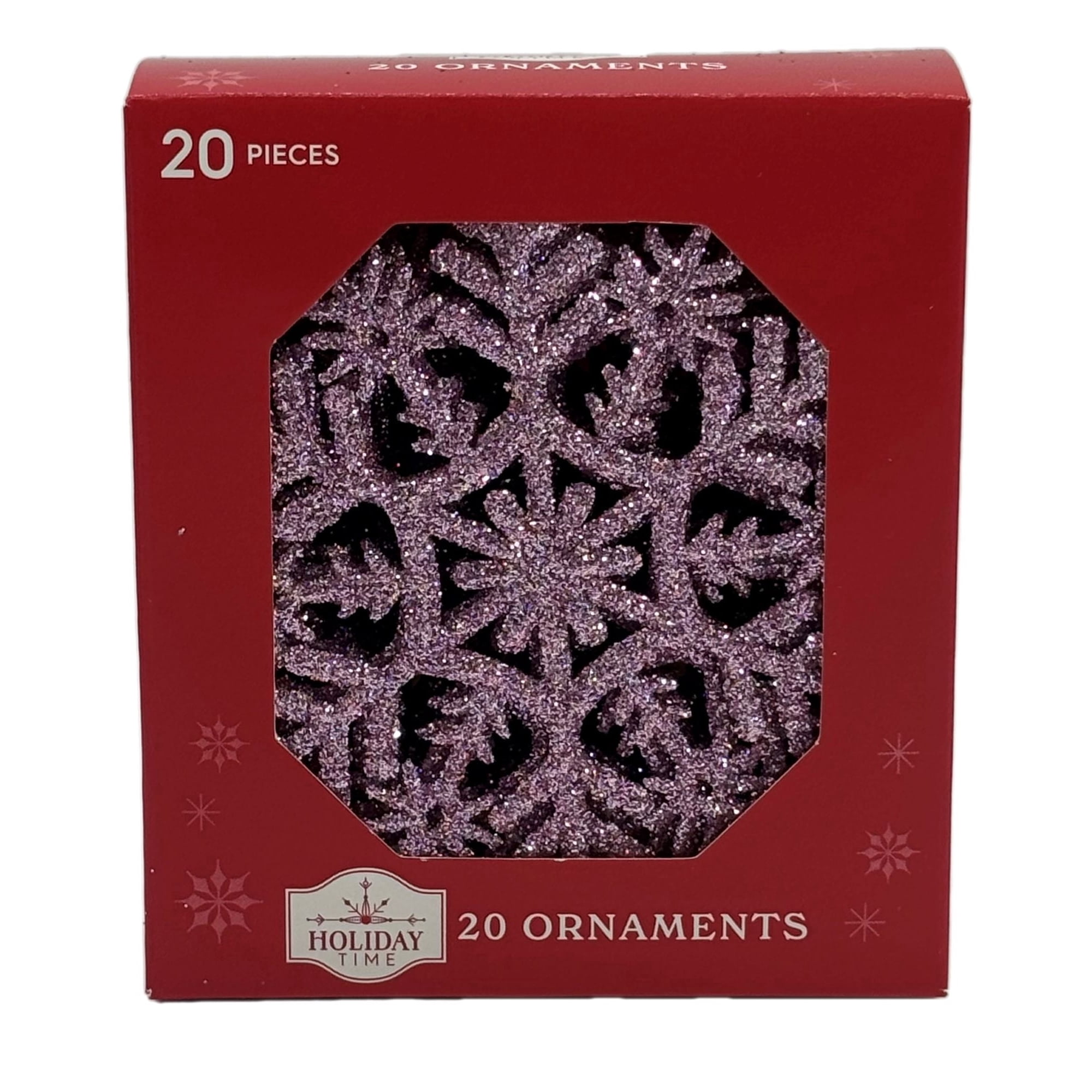 20-Count Pink Glitter Snowflake Christmas Ornaments, 3.9", by Holiday Time