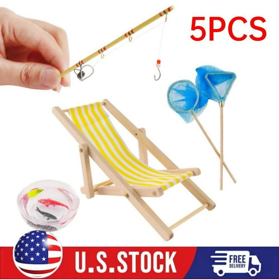 5pcs 1:12 Scale Miniature Fishing Rod Life Scene for OB11 Dollhouse Decoration