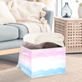 thumbnail image 3 of Yayeee Collapsible Storage Bin with Lid Fabric Closet Decorative Basket with Handles, Light Pink Stripes, 3 of 7