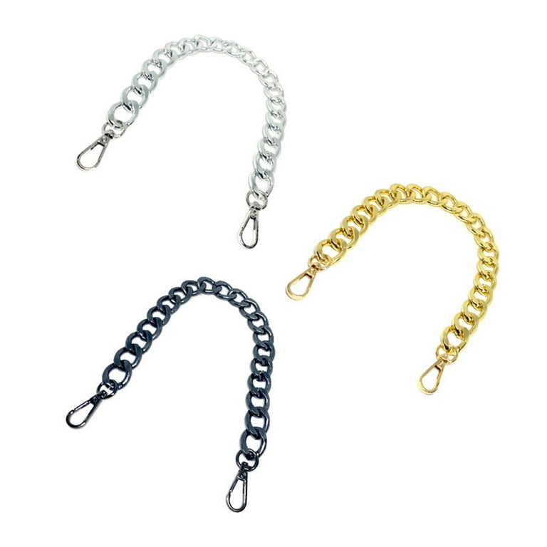 4 Pack 7.9 Inch Bag Flat Chain Strap Purse Extender with Alloy Clasps  Handbag Chain Straps Metal Bag Strap Replacement Purse Clutches Handles -  Black, 20x1.2cm 
