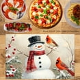 thumbnail image 2 of JOOCAR Snowman and Cardinals Winter Scene Linen Table Mats Set of 4 for Home Kitchen Table Decor 12x18 inch, 2 of 5