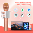 thumbnail image 6 of BONAOK Wireless Bluetooth Karaoke Microphone, 3-in-1 Portable Handheld Mic Speaker Party Machine for All Smartphones,Gifts for Kids Adults Q37 (Rose Gold), 6 of 15