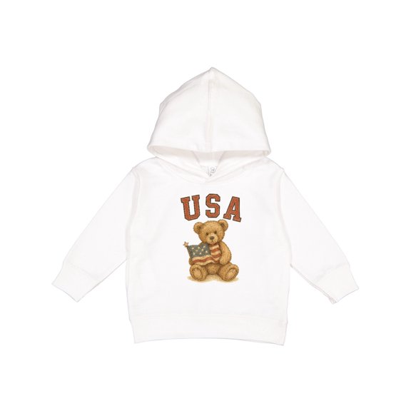 Inktastic Patriotic USA Teddy Bear with American Flag Toddler Hoodie