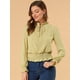 thumbnail image 2 of INSPIRE CHIC Blusa De Mujer Con Volantes Y Peplum Con Cuello Alto Y Manga Abullonada Amarillo XL, 2 of 6