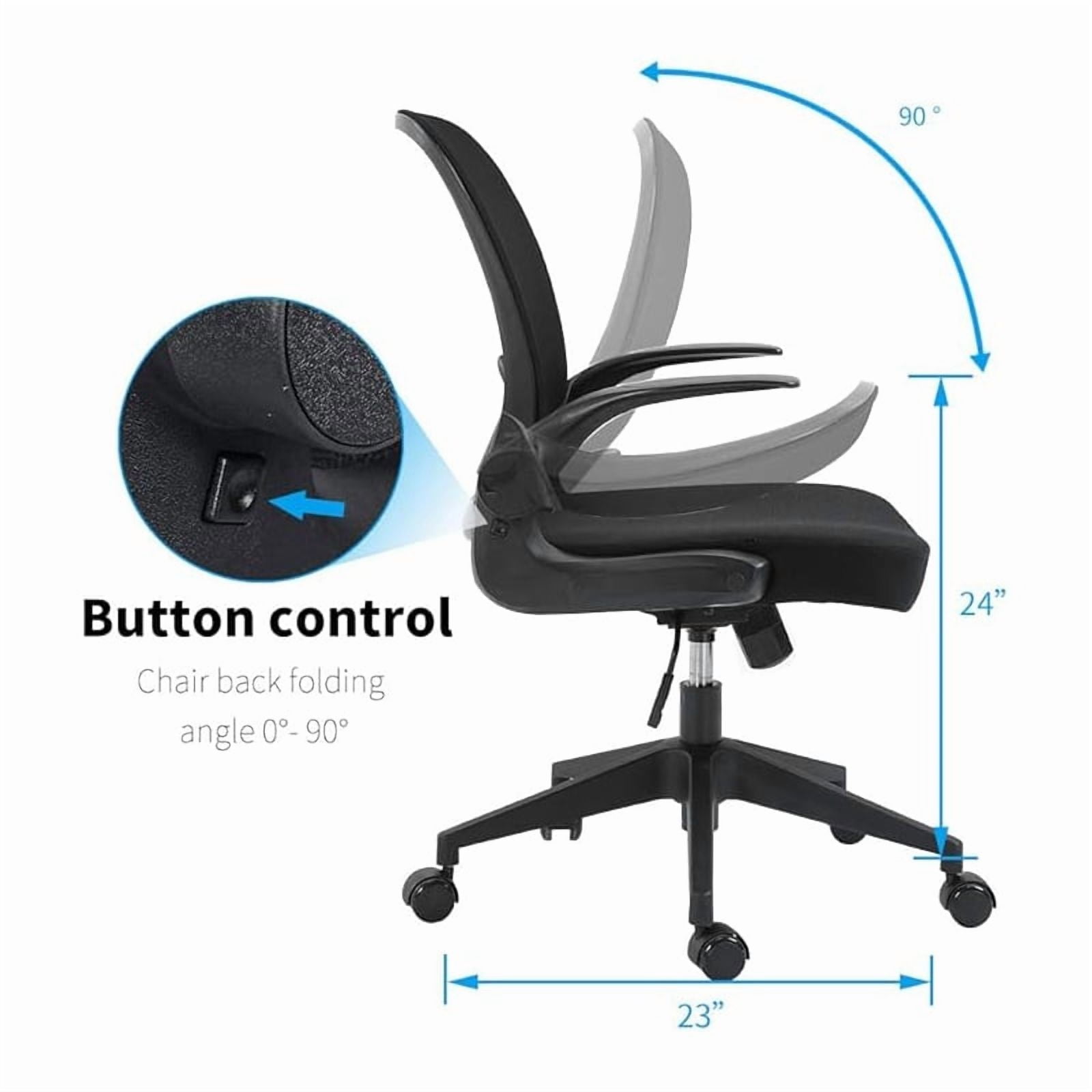 IPKIG Ergonomic Office Chair Mesh w/ Foldable Backrest, Mesh Home Office Computer Task Desk Chairs with Adjustable Arms & 360 Degree Universal Wheels (Black)