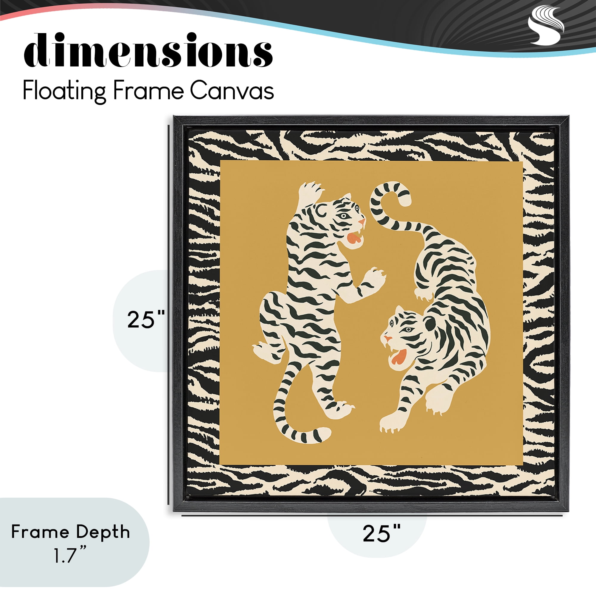 Stupell Industries Boho Twin Tiger Stripes Black Framed Floater Canvas Wall Art, design by Karolina Sato